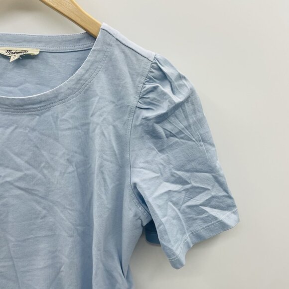 Madewell Womens Size XS Side-Cinch Puff-Sleeve Tee in Feather Blue NU869 1792 - Picture 3 of 7